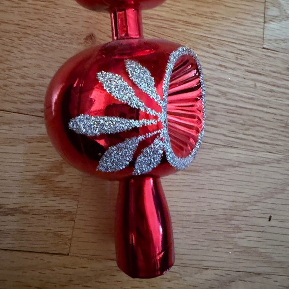 Vintage Christmas Tree Topper Unbreakable Made in Italy Red Silver Glitter - Picture 9 of 14